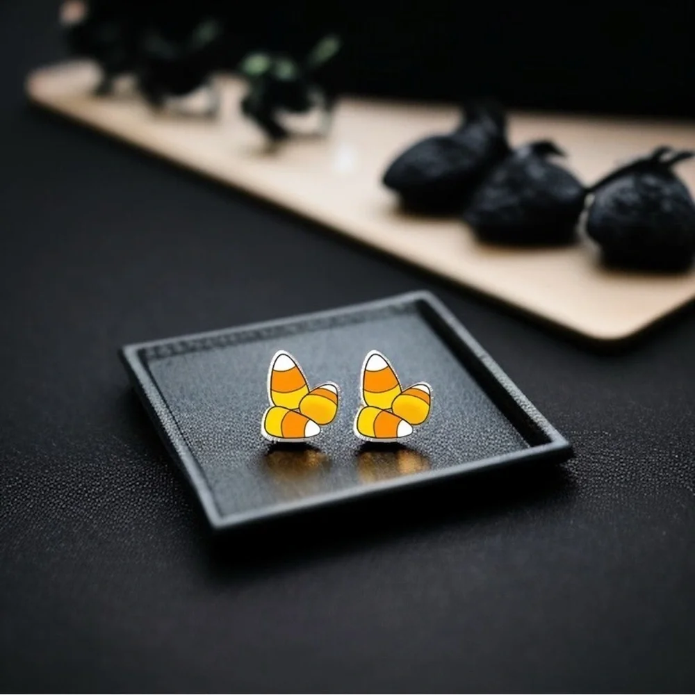 Boo-tiful Candy Corn Stud Earrings - Handmade Halloween Delight! 🎃 NWT Studs